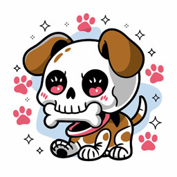 [em_skull:狗狗骷髅吃骨头]